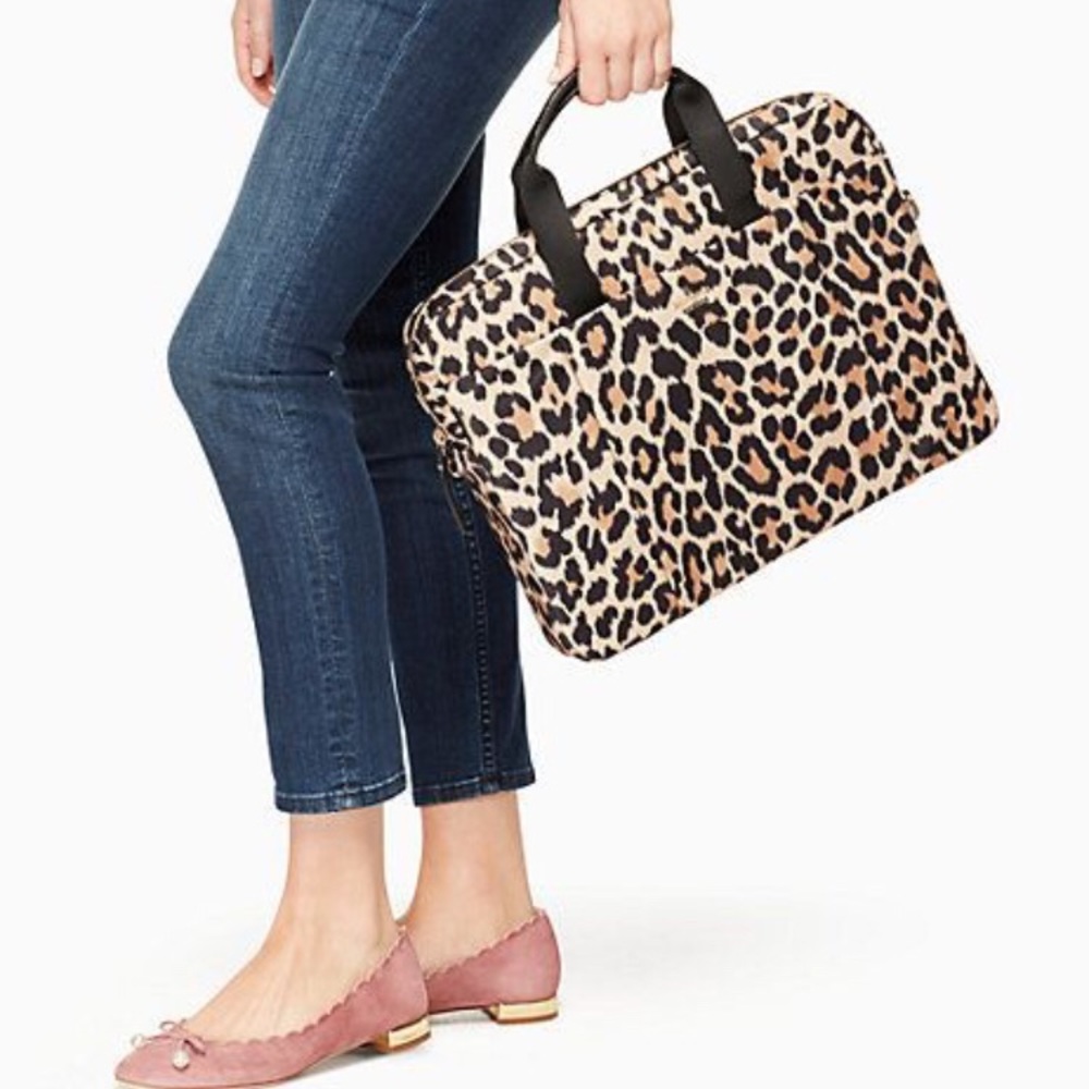 Kate Spade leopard laptop shoulder bag